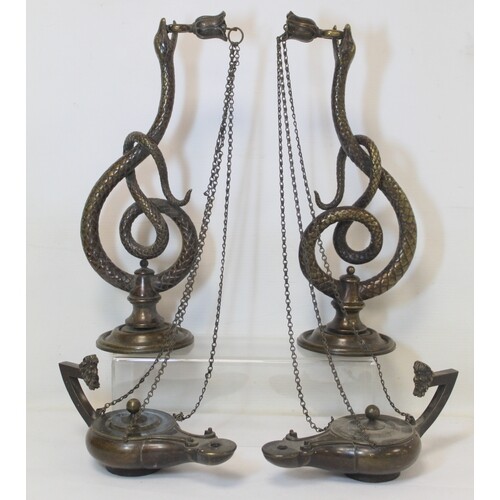 Pair of late 19th Century / early 20th Century bronze wall l...