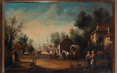 Paysage hollandais, 19ème siècle, école européenne, signé Grande huile sur toile, dimensions du cadre :...