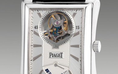 Piaget, Ref. P10106 A fine and attractive white gold rectangular-shaped tourbillon wristwatch with power reserve indication, warranty and presentation box