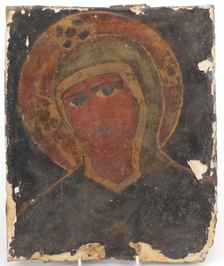 Portrait of Madonna, antique oil on wood panel, unframed, 35...