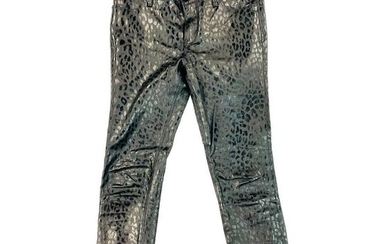 RTA Black Leather Animal Print Skinny Pants Jeans Size