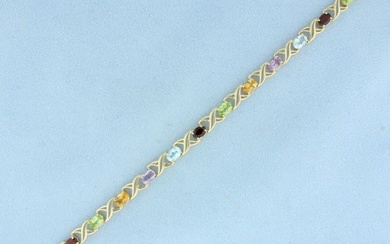 Rainbow Gemstone Bracelet in 10K Yellow Gold