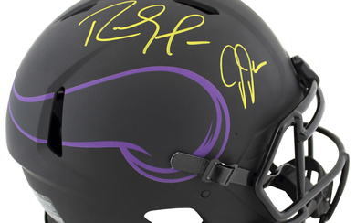 Randy Moss & Justin Jefferson Signed Vikings Full-Size Authentic On-Field Eclipse Alternate Speed Helmet (Beckett)