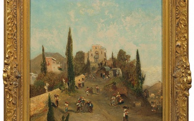 Robert Alott (Kronawetter) (1850 Graz - 1910 Vienne) Paysage du sud de l'Italie avec scène...