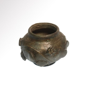 Roman Bronze Vessel with High Relief Vine Leaves and