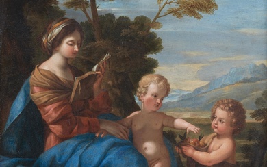 Roman School, 18th century - Madonna with Christ and the infant Saint John
