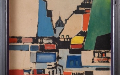 SANTE MONACHESI (Macerata 1910 - Roma 1991) "Montmartre". Olio su tela. Cm 60x50. Opera siglata...