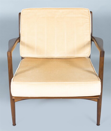 SCULPTED MID-CENTURY LOUNGE CHAIR LABELED SELIG, DENMARK