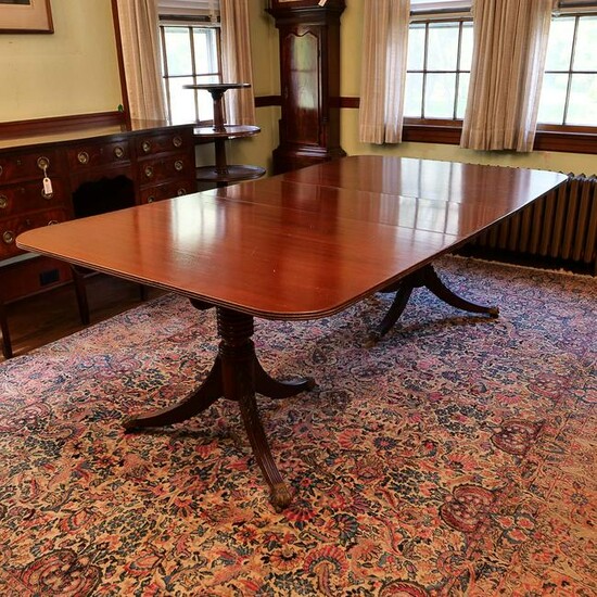 SHERATON DOUBLE PEDESTAL DINING TABLE 19th/20th C.