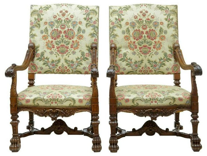 SUPERB PAIR OF 19TH CENTURY CARVED WALNUT FRENCH