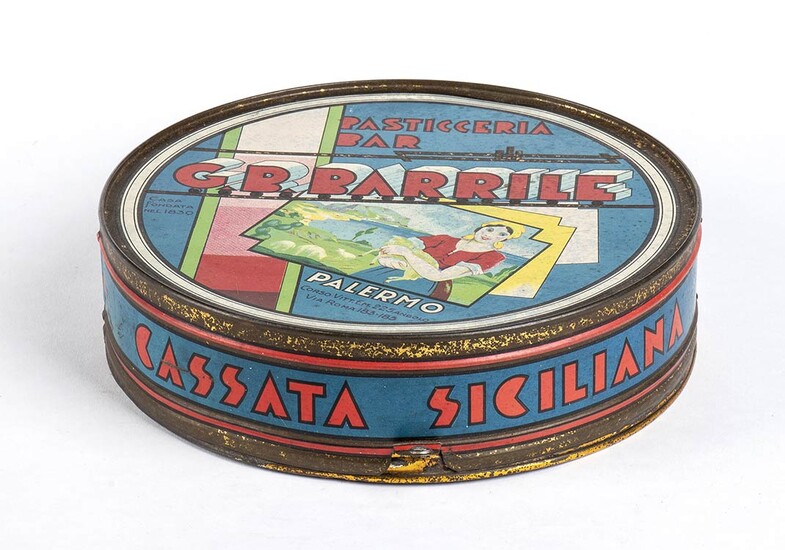 Sicilian cassata Barrile metallic box Metal, d. 20 cm Fair...