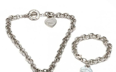 Silver Return to Tiffany Heart Tag Charm Necklace and
