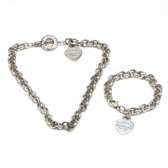 Silver Return to Tiffany Heart Tag Charm Necklace and