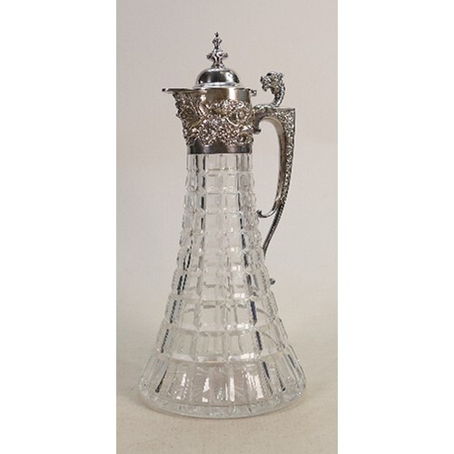 Silver mounted crystal wine decanter claret jug: Sheffield 1...