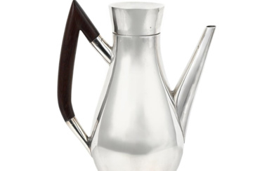 Silverware Pot COFFEE POT, sterling silver, wood handle, with cove...