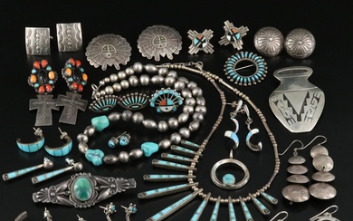 Southwestern Sterling Jewelry Including Native American, Coral and Turquoise