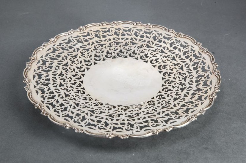 Sterling Silver Pierced Footed Serving Platter