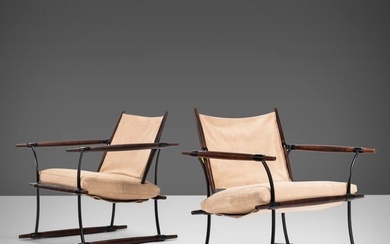 Stokke Lounge Chairs by Jens H. Quistgaard for Nissen Langaa Restored in Suede Leather on a Rosewood