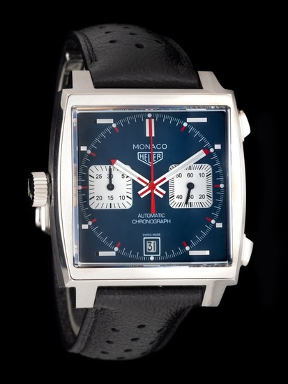 TAG HEUER, REF. CAW211P STAINLESS STEEL 'MONACO' CHRONOGRAPH DATE WATCH