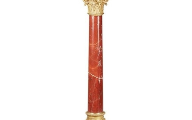 TWO GILT METAL AND MARBLE COLUMN PEDESTALS LATE 19TH/