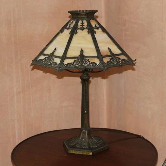 Table Lamp with Slag Glass Shade