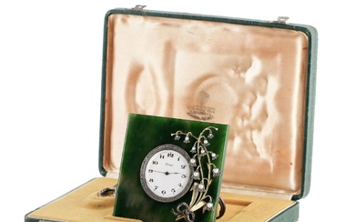 Table clock made of gold, silver and jade. Model by...