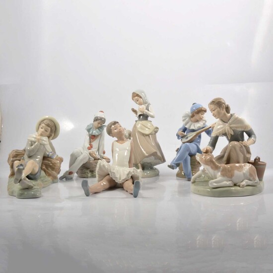 Three Lladro and Three Nao ceramic figurines