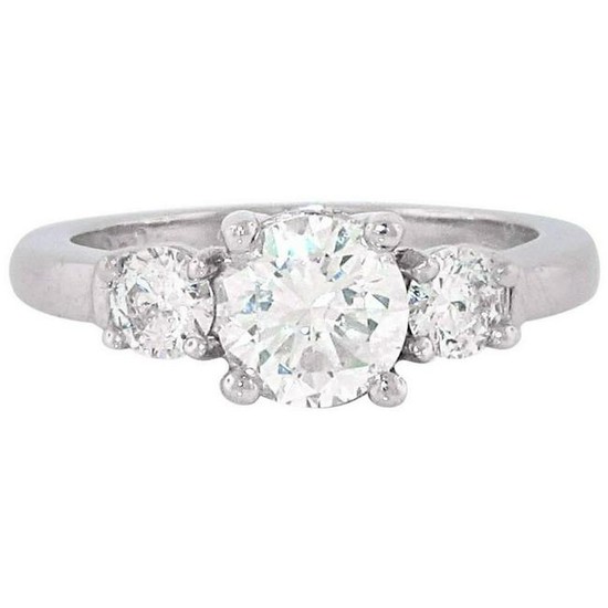 Three-Stone Platinum Diamond Engagement Ring. Approx