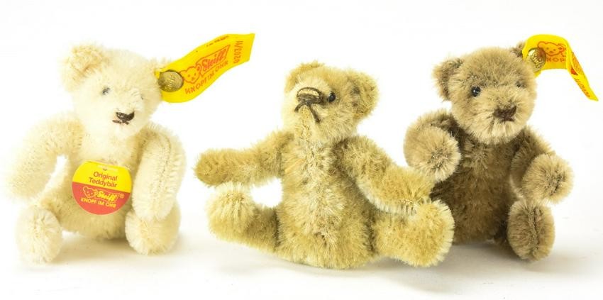 Lot-Art | Three Vintage Steiff Miniature Mohair Teddy Bears
