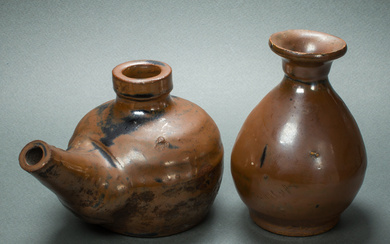 Two Chinese Ming dynasty brown glazed vessels