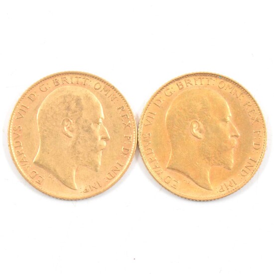 Two Edward VII Gold Half Sovereigns, 1908/1909 8g