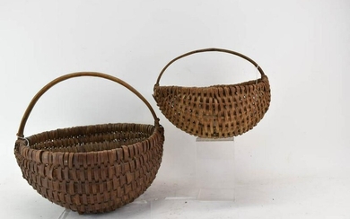 Two Vintage Spilt Woven Melon Baskets