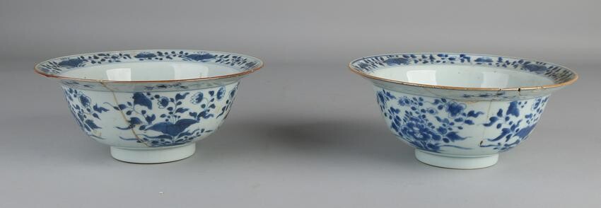 Two rare large Chinese porcelain 18th century deep