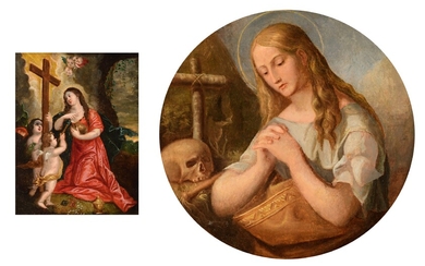 Two works of Mary Magdalene, 17/18th - 19thC, 17 x 22 - 39 x 39...