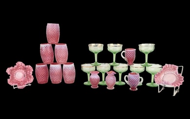 Uranium & Hobnail Pink Mid Century Glass