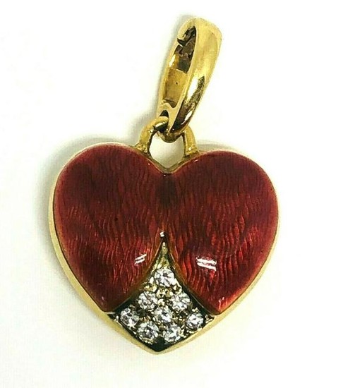 Victorian Diamond Red Enamel Yellow Gold HEART LOVE