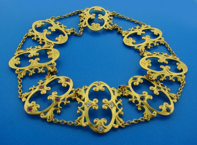 Victorian c.1900s DIAMOND RUBY SAPPHIRE & YELLOW GOLD