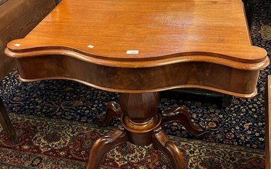 Victorian mahogany serpentine design side/console table on q...