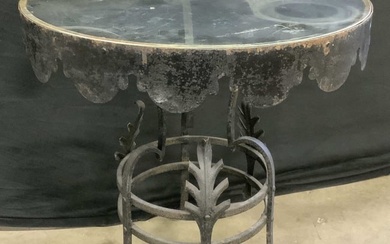 Vintage Cast Iron & Glass End Table