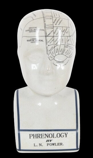 Vintage Ceramic Phrenology Head, L.N. Fowler