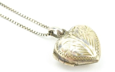 Vintage Sterling Silver Heart Locket on Necklace
