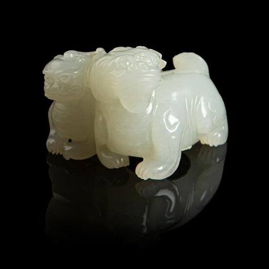 WHITE JADE CARVING OF TWO LUDUANS QING DYNASTY, 18TH