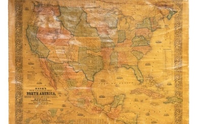 Wall map of North America 1856