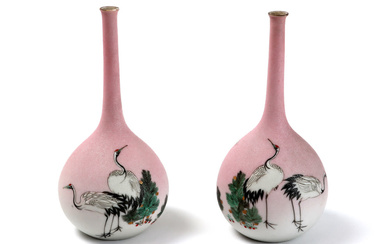 pair of small antique Japanese vases in
