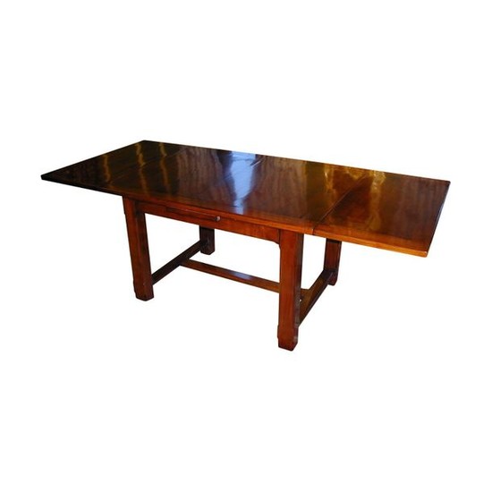 1 Rustic cherry wood dining table with 2...