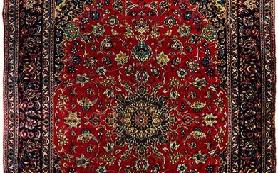 10 x 13 Red Semi Antique Persian Isfahan Rug