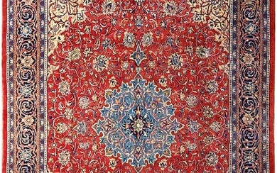 10 x 13 Red Traditional Handmade Knotted Persian Tabriz Rug