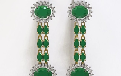 10.23 ctw Emerald & Diamond Earrings 14K Yellow Gold