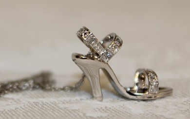 10kt gold & diamond high heal shoe pendant