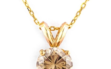 1.12 tcw Diamond Pendant - 14 kt. Yellow gold - Necklace with pendant - Clarity enhanced 1.12 ct Diamond - No Reserve Price